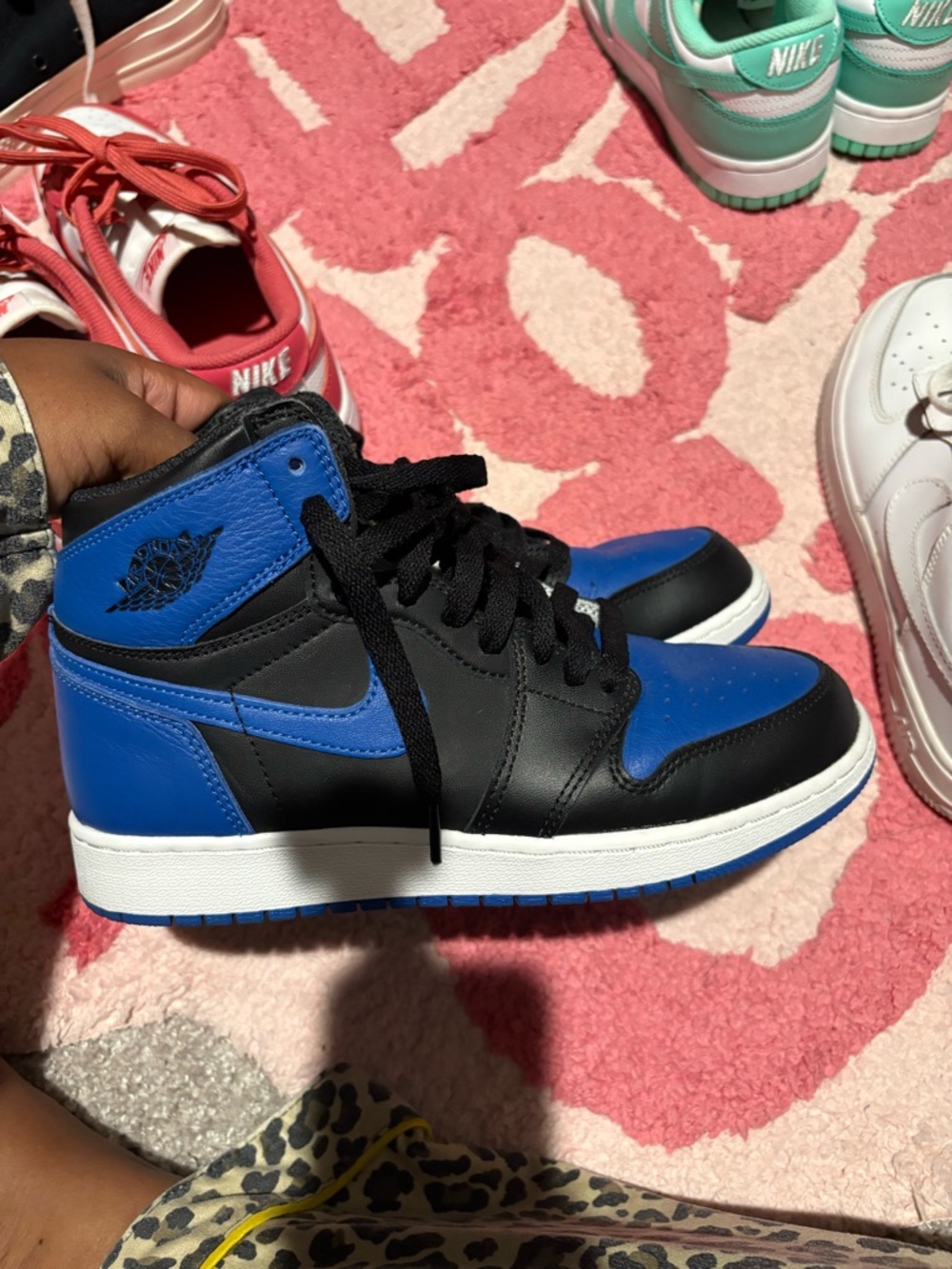 Jordan Kids Black and Blue High Top Sneakers